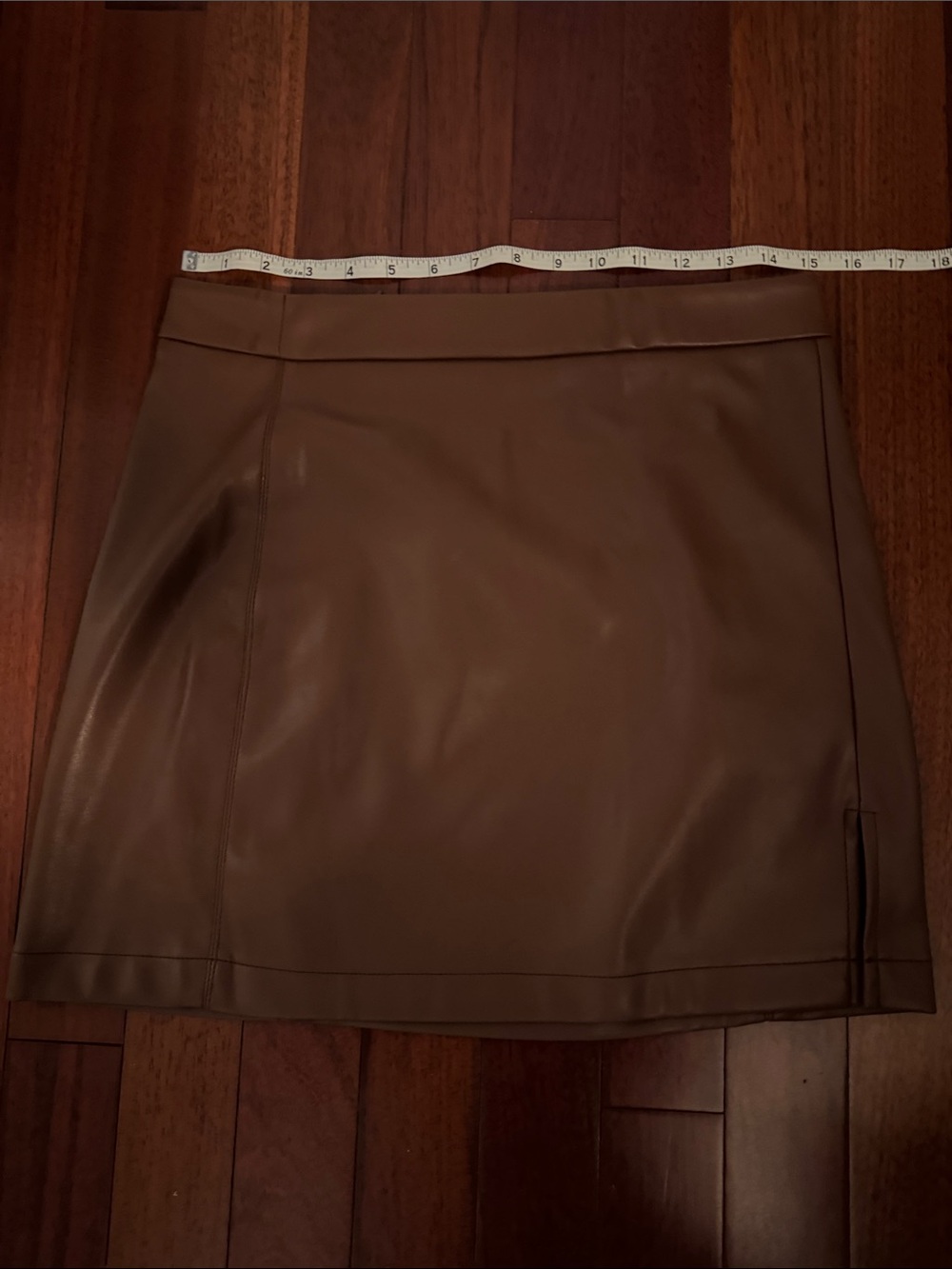 Shinestar Brown Faux Leather Mini Skirt